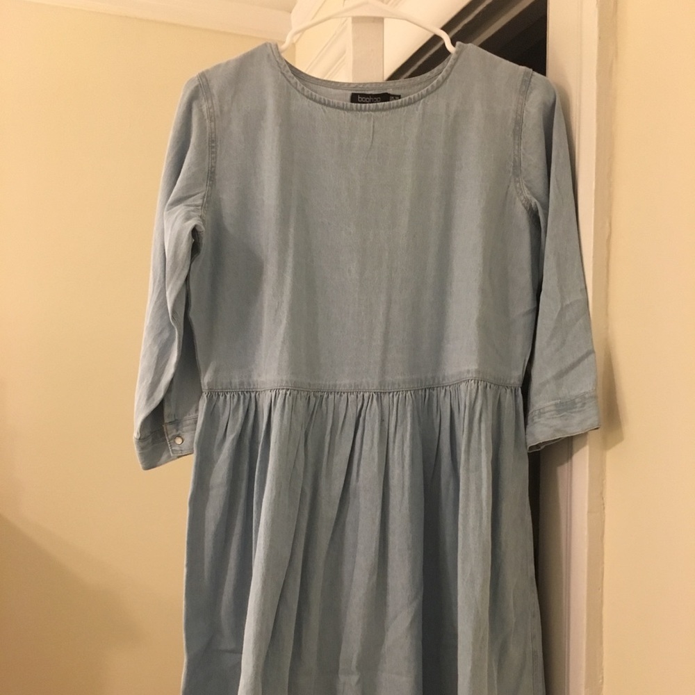 Boohoo chambray 3/4 length sleeve dress